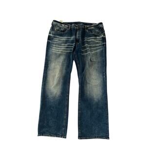 Buffalo David Bitton Six-x Straight Leg Stretch Blue Denim Jeans Mens W40 x 30L